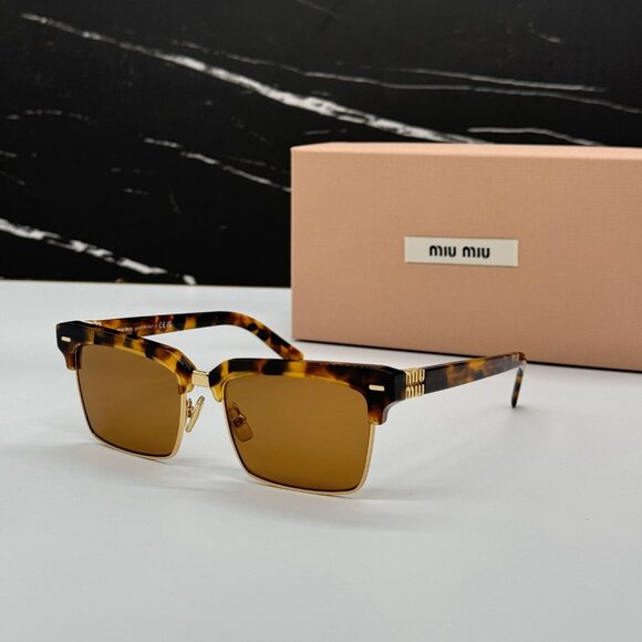 NEW MIU MIU MU10ZS 19P2Z1 WOMEN MIU MIU HAVANA GOLD SUNGLASSES MU 10ZS 19P2Z1 - Picture 3 of 15
